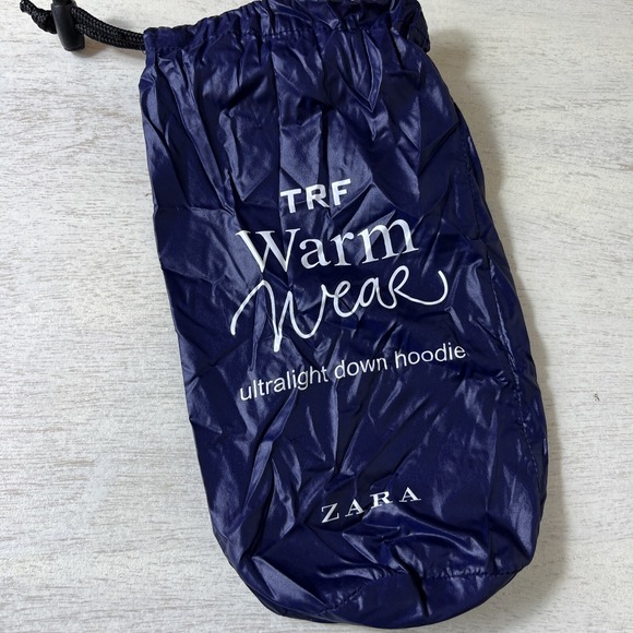 Zara TRF Warm Wear Ultralight Down Full Zip Deep Blue Hoodie Womens Size Medium - Picture 9 of 12